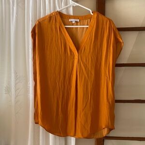 Elegant Orange V-Neck Blouse
